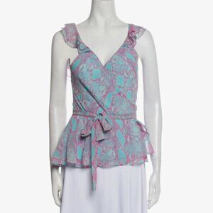 Diane Von Furstenberg  Printed V-Neck Blouse